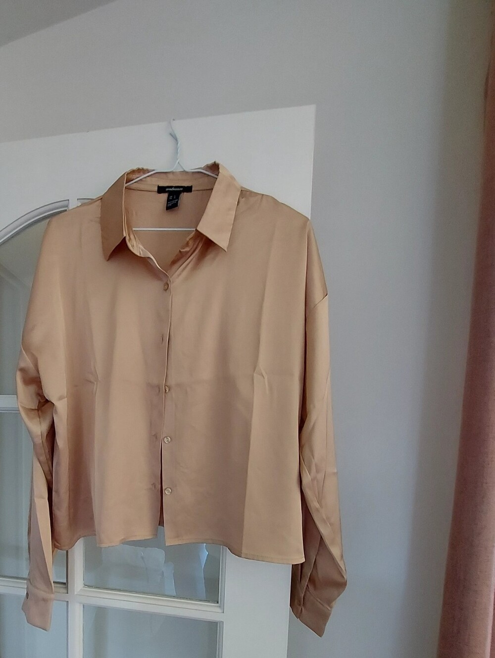 Gold Satin-Look Button Down Blouse